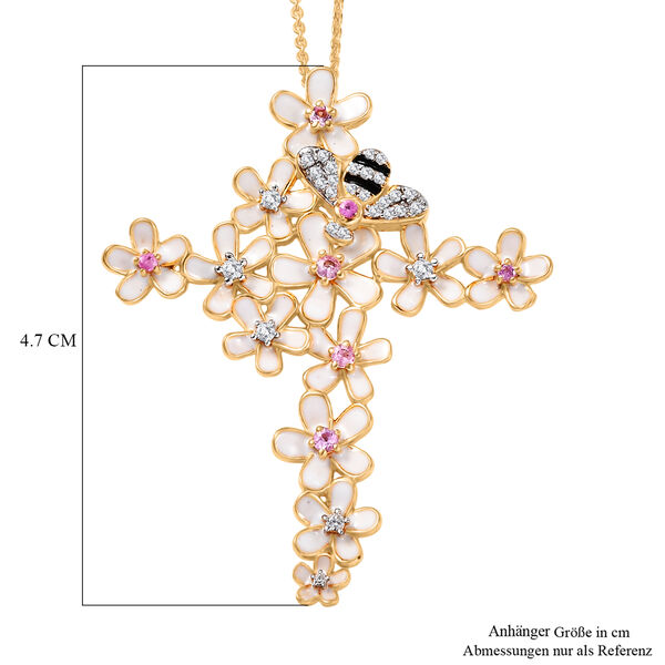 GP Trionfo Kollektion- Rosa Saphir, Zirkon und blauer Saphir Anh&auml;nger mit 50cm Kette - 0,56 ct. image number 6