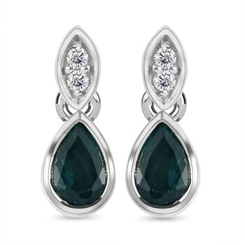 Grandidierit und wei&szlig;e Zirkon-Ohrringe, 925 Silber platiniert ca. 0.84 ct