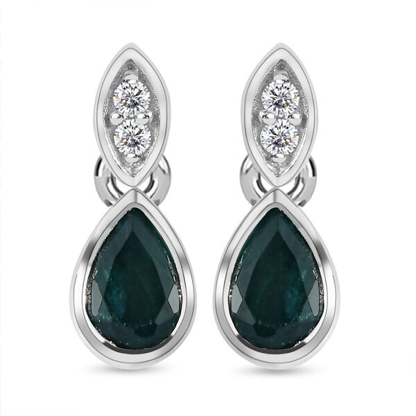 Grandidierit und wei&szlig;e Zirkon-Ohrringe, 925 Silber platiniert, ca. 0.84 ct