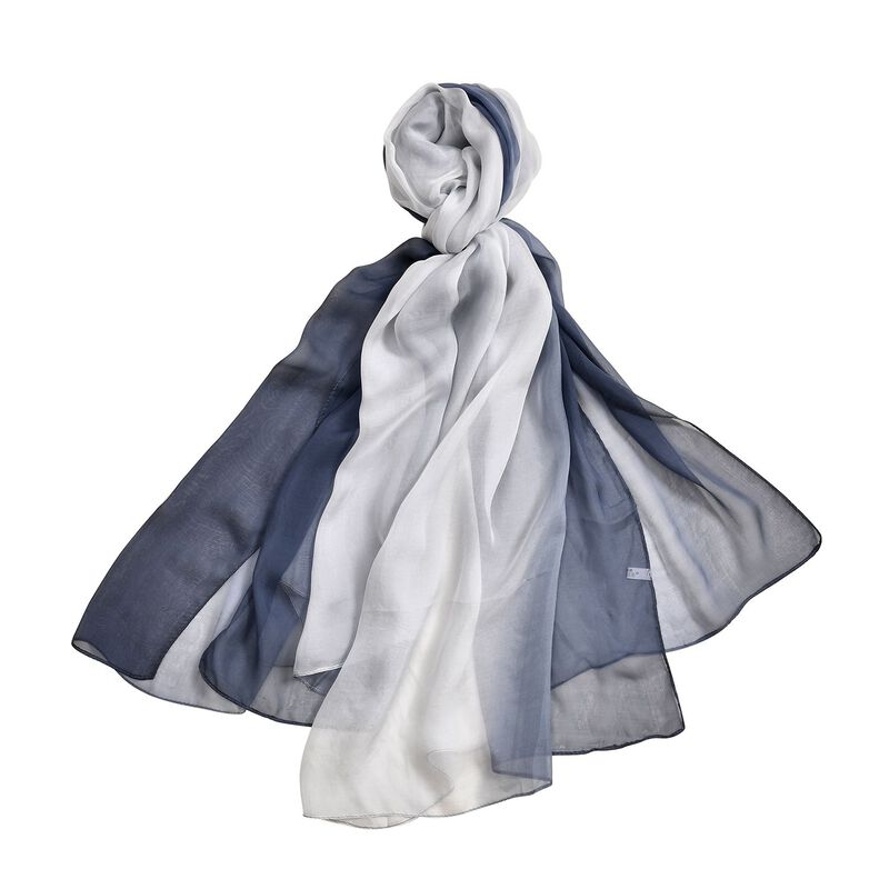 LA MAREY handgemalter Damen Schal aus Seidenchiffon, Grau image number 0