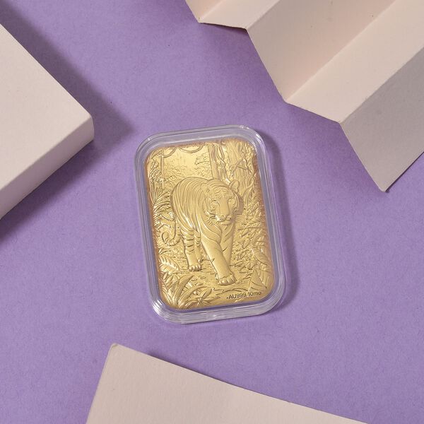 999er Goldbarren mit Tigermotiv, 10mg image number 2
