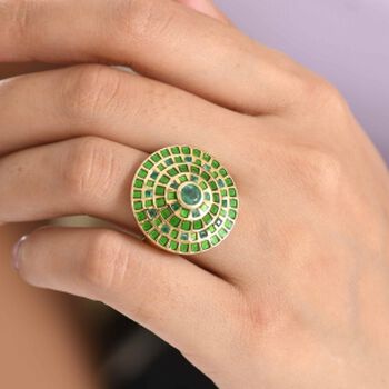 D'Joy AA Kagem Sambischer Smaragd Ring 925 Silber 750 Gelbgold vermeil (Gr&ouml;&szlig;e 17.00) ca. 1,05 ct