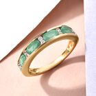 Sambischer Smaragd und weißer Zirkon Half-Eternity-Ring in Silber image number 1
