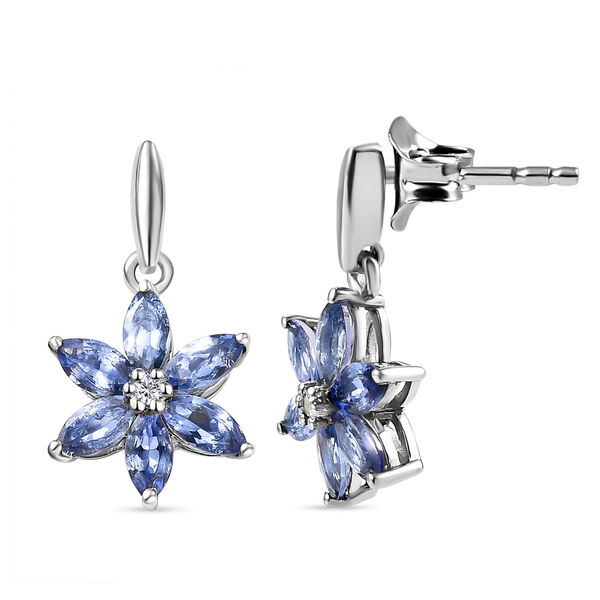 Tansanit und wei&szlig;e Zirkon-Ohrringe, 925 Silber platiniert ca. 1,83 ct image number 4