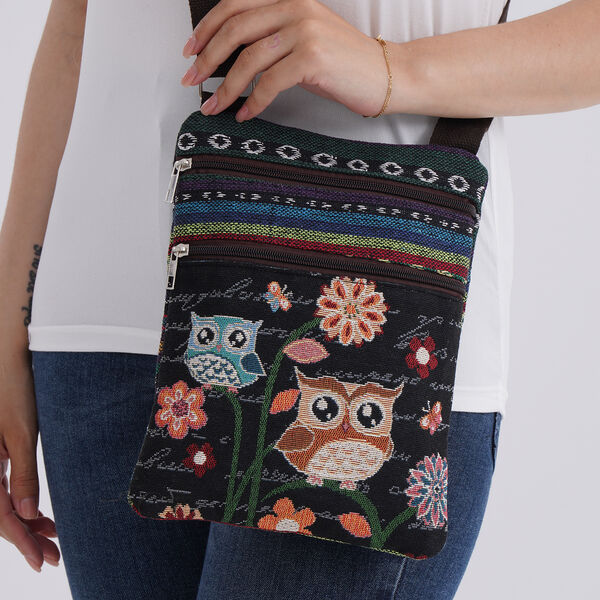 Crossbody Tasche mit Eulenmuster und verstellbarer Gurt, 21×28 cm image number 2