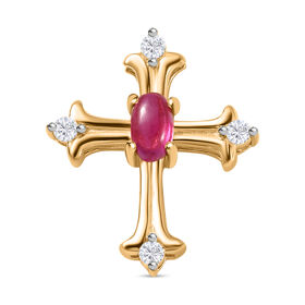 AA Afrikanischer Rubin und Moissanit-Kreuz-Anhänger - 0,47 ct.
