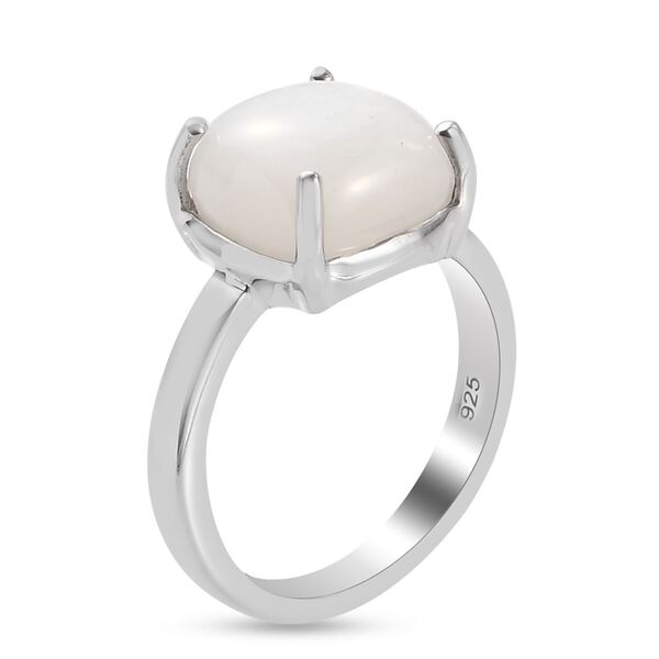 Wei&szlig;er Mondstein Solit&auml;r Ring 925 Silber Platin-&Uuml;berzug image number 6