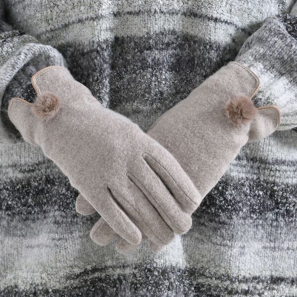 Kaschmirhandschuhe mit Mikroplüschfutter, Braun image number 3