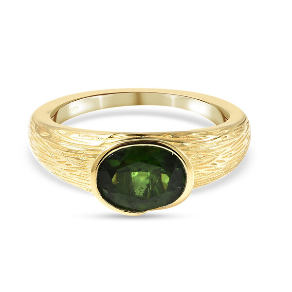 Nat&uuml;rlicher Chromdiopsid Solit&auml;r Ring 925 Silber Gelbgold-&Uuml;berzug  ca. 1,74 ct