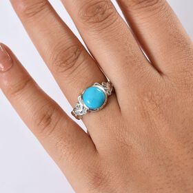 D joy Sleeping Beauty Türkis, Moissanit Ring 925 Silber rhodiniert (Größe 17.00) ca. 2,70 ct