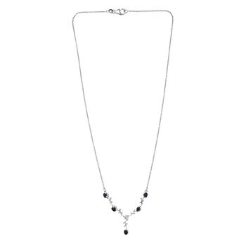 D'Joy Masoala Saphir (Fissure gef&uuml;llt) Halskette ca. 45 cm 925 Silber platiniert ca. 0.48 ct