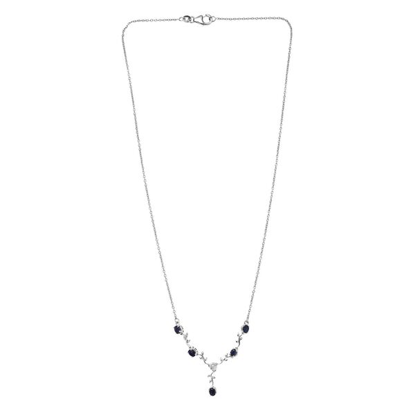 D'Joy Masoala Saphir (Fissure gefüllt) Halskette ca. 45 cm 925 Silber platiniert ca. 0.48 ct image number 4