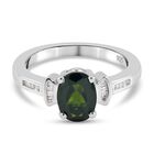 Natürlicher Chromdiopsid und Diamant Ring 925 Silber platiniert (Größe 20.00) ca. 1,37 ct