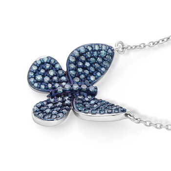 D'Joy Blauer Diamant Schmuckset ca. 50 cm 925 Silber Rhodiniert ca. 0,53 ct.