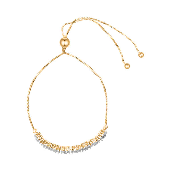 Weißer Diamant Armband, ca. 19 cm, 925 Silber Gelbgold Vermeil, ca. 0.50 ct image number 5