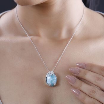 AA Nat&uuml;rlicher gr&uuml;ner Larimar und Zirkon Anh&auml;nger - 19,06 ct.