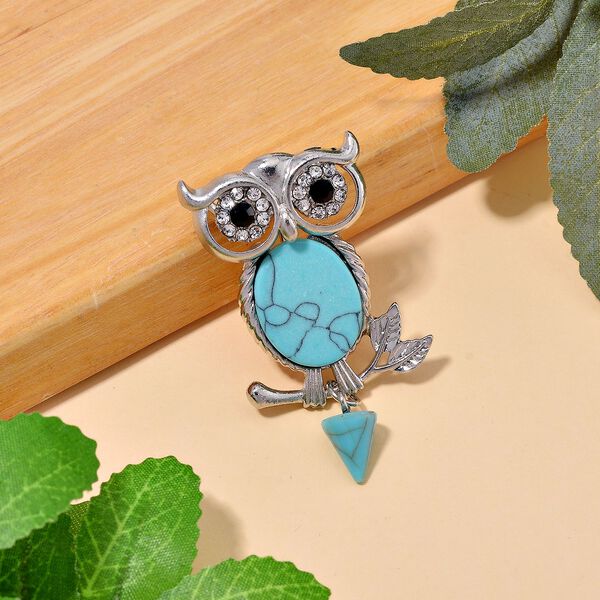 Blauer Howlit, Schwarzer Kristall Brosche image number 2