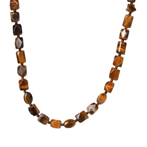 Tigerauge Halskette ca. 60 cm Edelstahl rhodiniert ca. 250.00 ct image number 0