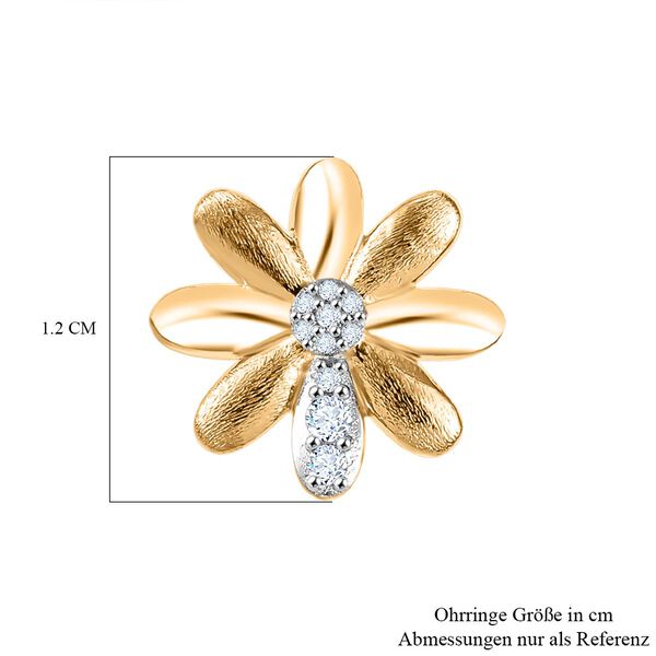 GP Italian Garden Kollektion - Weiße Diamant und Kanchanaburi blaue Saphir Ohrringe, 925 Silber 750 Gelbgold Vermeil - 0,14 ct. image number 6