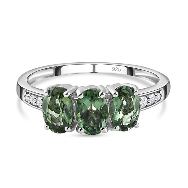 Nat&uuml;rlicher, gr&uuml;ner Apatit und Zirkon-Ring - 1,82 ct.