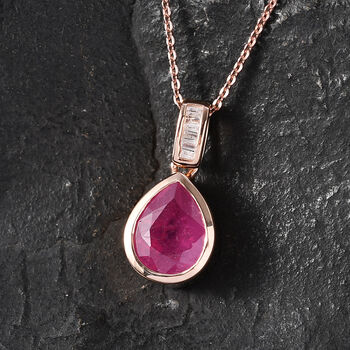 D'Joy Ilakaka rosa Saphir und Diamant Anh&auml;nger mit 50cm Kette - 3,57 ct.