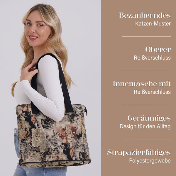 Vielseitige Tragetasche mit Kätzchen-Muster, 38x13x33cm image number 3