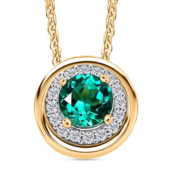 Luxuriant - AAA Lab Created Kolumbianischer Smaragd, Moissanit Schmuckset ca. 50 cm 925 Silber 750 Gelbgold Vermeil ca. 0.76 ct image number 0