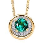 Luxuriant - AAA Lab Created Kolumbianischer Smaragd, Moissanit Schmuckset ca. 50 cm 925 Silber 750 Gelbgold Vermeil ca. 0.76 ct