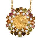 AA Citrin, Mehrfarbig-Turmalin Halskette ca. 45 cm 925 Silber 750 Gelbgold Vermeil ca. 10.42 ct