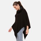 LA MAREY Pashmina Poncho mit Kunstfell Bordüre, Free Size, Schwarz  image number 3