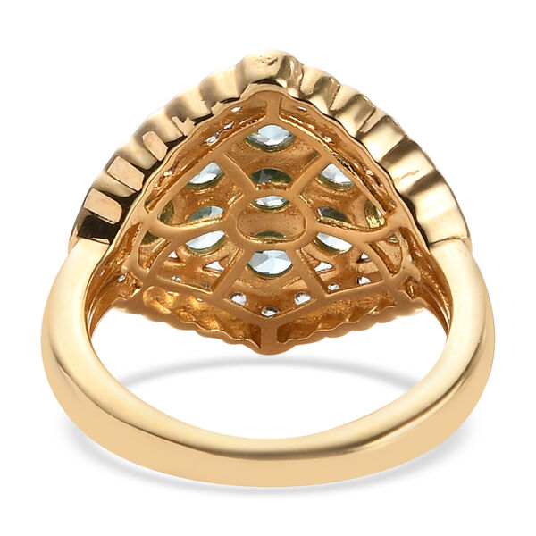 Kambodschanischer blauer und wei&szlig;er Zirkon-Ring, 925 Silber Gelbgold Vermeil  ca. 2,92 ct image number 6