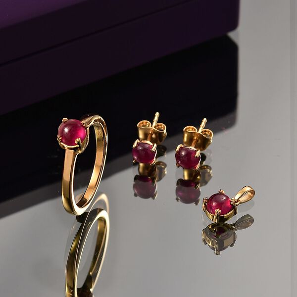 D'Joy Afrikanisches Rubin Schmuckset, 925 Silber 750 Gelbgold Vermeil - 2,80 ct. image number 2