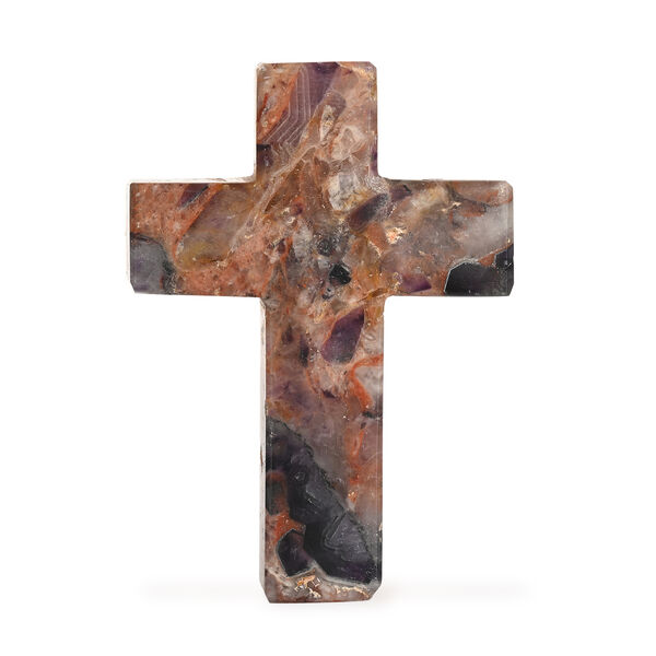 "Livmore  Set of 2 Amythyst Gemstone Cross "" With Bracelet With Cross Charm Size - 3 Inch  Weight - 46 Gm Color- Purple" image number 3