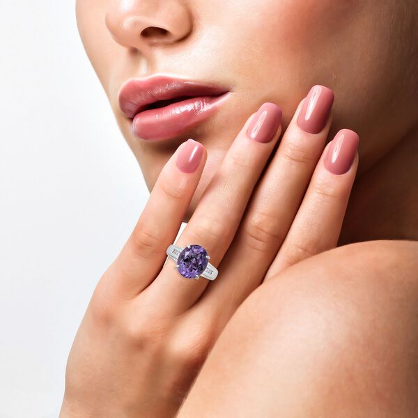 AA Rosa Amethyst und wei&szlig;er Zirkon-Ring - 4,72 ct. image number 1
