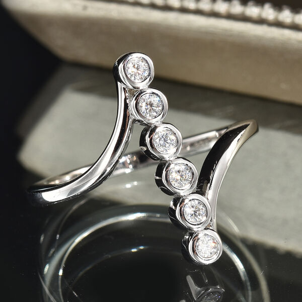 Moissanit Bypass Ring 925 Silber rhodiniert  ca. 0,15 ct image number 2