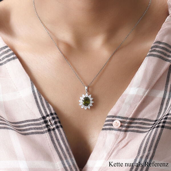 Peridot Zirkonia und wei&szlig;er Zirkonia-Anh&auml;nger, reines Ionenbeschichtetes Messing ca. 7.23 ct image number 2