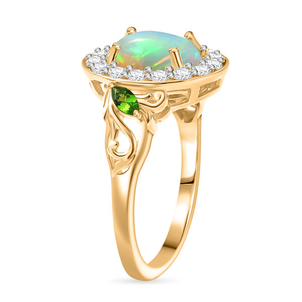 D'Joy Nat&uuml;rlicher, &auml;thiopischer Welo Opal, Nat&uuml;rlicher Chromdiopsid Ring 925 Silber vergoldet (Gr&ouml;&szlig;e 17.00) ca. 1,98 ct image number 5