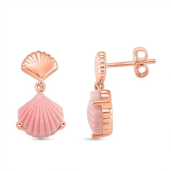 D'Joy Nat&uuml;rlicher Rosa K&ouml;nigsmuschel Perle (10x10 mm) Ohrringe 925 Silber 750 ros&eacute;vergoldet image number 0