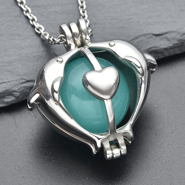 Fluoreszierender Delfin-Anh&auml;nger mit Kette, ca. 50 cm, Edelstahl image number 2