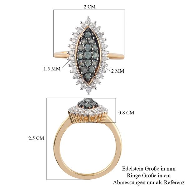 Alexandrit und Zirkon Cluster Ring 925 Silber Gelbgold Vermeil image number 8