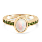 Natürlicher Äthiopischer Opal und Natürlicher Chromdiopsid Ring 925 Silber vergoldet  ca. 1,10 ct image number 0