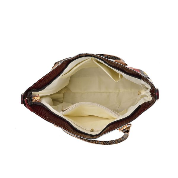 Chaos By Elsie - Echtleder Crossbody Tasche, Multifarbenes Krokodil-Muster image number 5