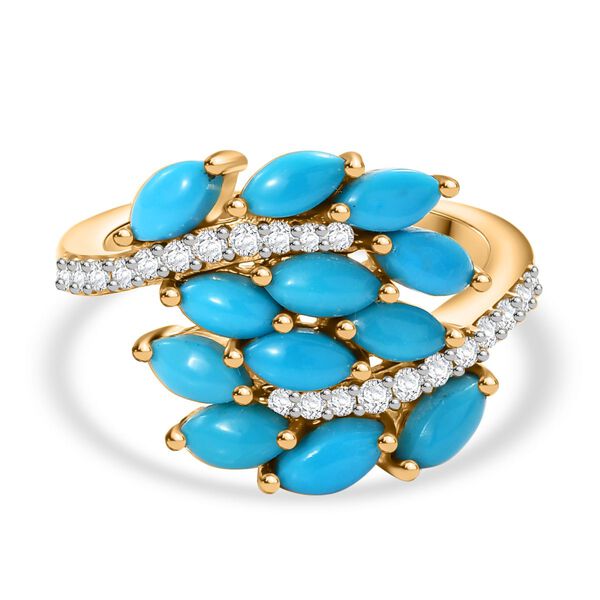 AA Amerikanischer nat&uuml;rlicher Sleeping Beauty T&uuml;rkis und Zirkon Ring - 2,35 ct.