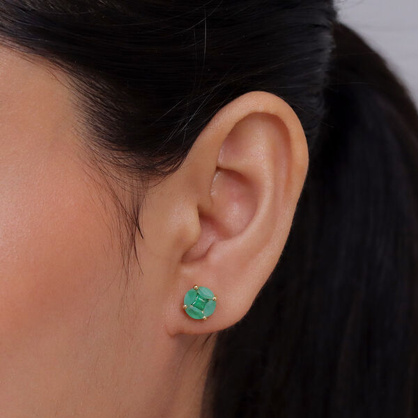 D'Joy Socoto Smaragd Ohrringe 925 Silber 750 Gelbgold vermeil ca. 1,48 ct. image number 2