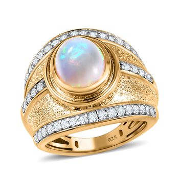 AA nat&uuml;rlicher, &auml;thiopischer Welo Opal und Zirkon-Ring - 2,35 ct.