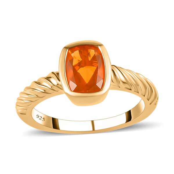 Salamanca Feueropal-Ring, 925 Silber Gelbgold Vermeil, ca. 1.07 ct image number 4