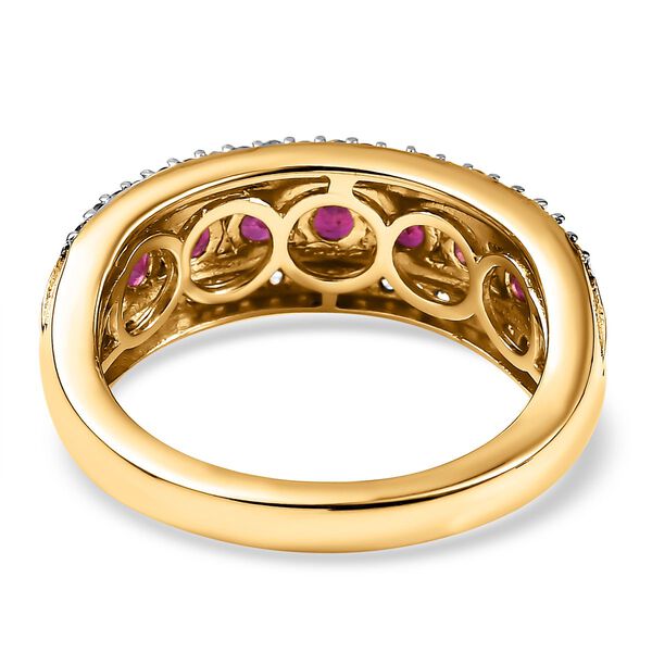 Afrikanischer Rubin (Fissure gefüllt), Weißer Zirkon Ring 925 Silber Gelbgold Vermeil (Größe 21.00) ca. 1.91 ct image number 5