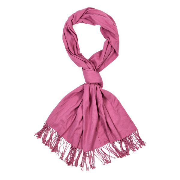 Eleganter Schal mit Fransen, 65x180cm, Rosenquarzrosa