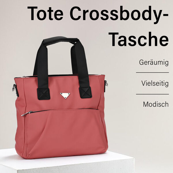 Praktischer Shopper mit verstellbarem Riemen, Korallfarben image number 2