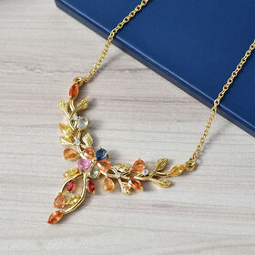 D'Joy AA mehrfarbige Saphir und Moissanit 45cm Halskette - 3,11 ct.